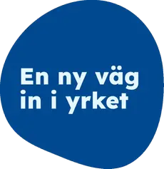 En blå färgplatta med texten "En ny väg in i yrket".