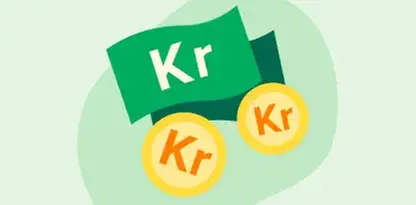 Illustration av sedlar och mynt som det står "Kr" på.